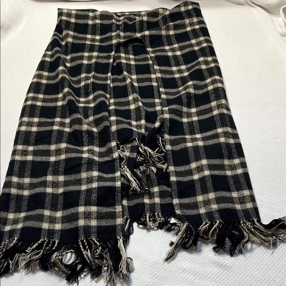 Plaid Fringe Cape